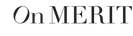 Logo with 'On MERIT' text and 'OM' initials on a white background